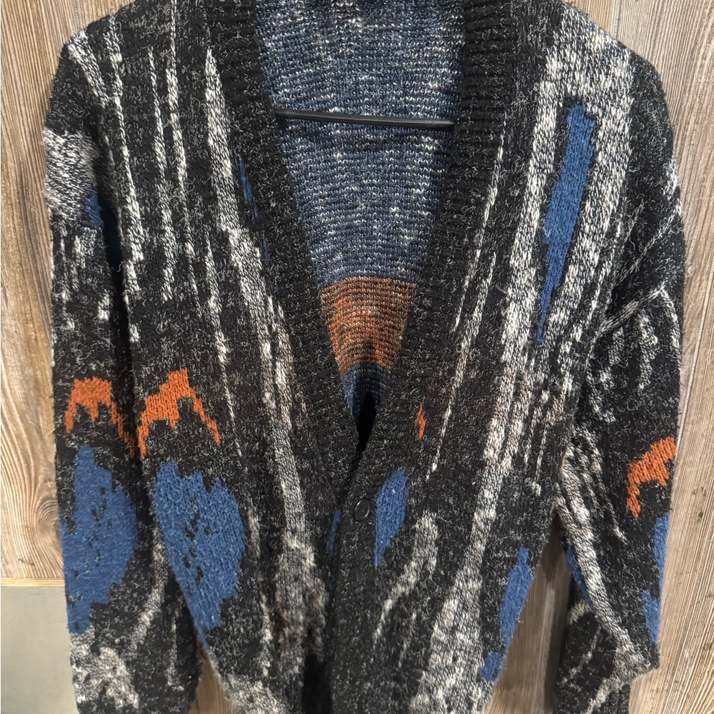 Van Cort Black and Blue cardigan vintage Knit Sweater